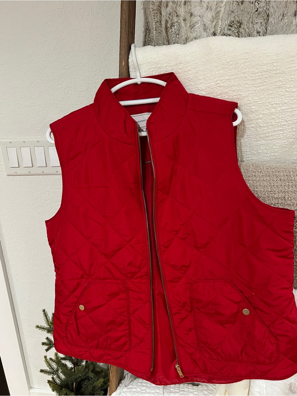 Charter Club Red Quilted Sleeveless Puffer Vest
